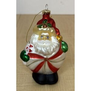 Dept 56 Possible Dreams Peppermint Swirl Santa Glass Ornament 4.5"